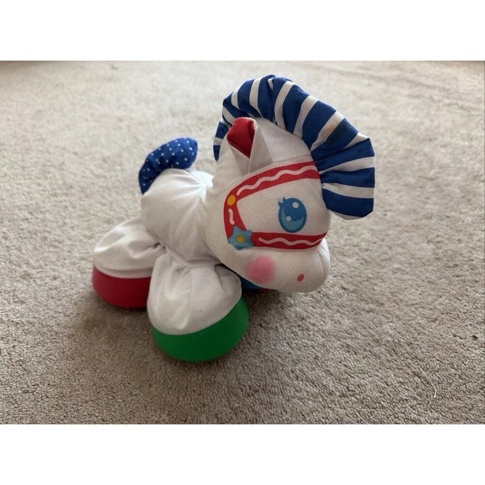 Vtg Fisher Price Playtime Pony Plush Baby Toy Activity Feet Rattle Horse 1994